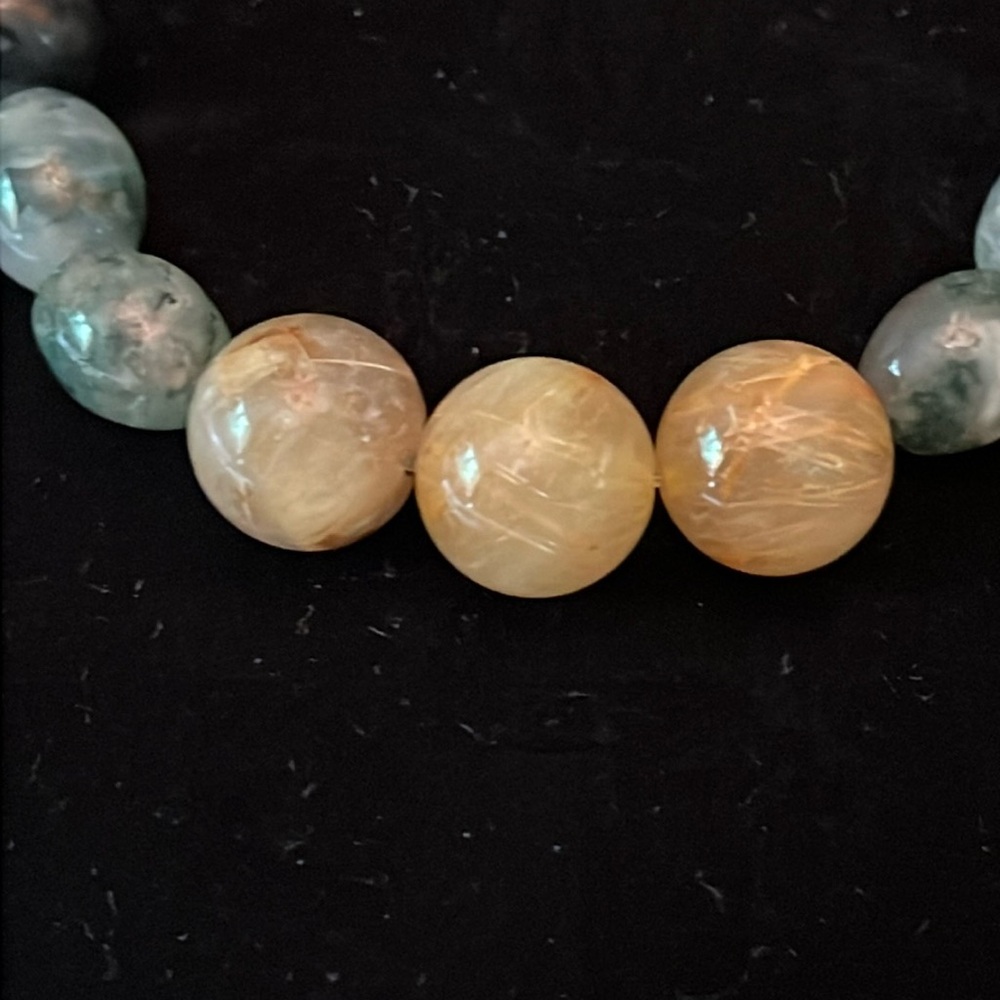 Handmade Crystal Healing Bracelet Golden Rutile & Dumortierite & Moss Agate - Picture 2 of 6